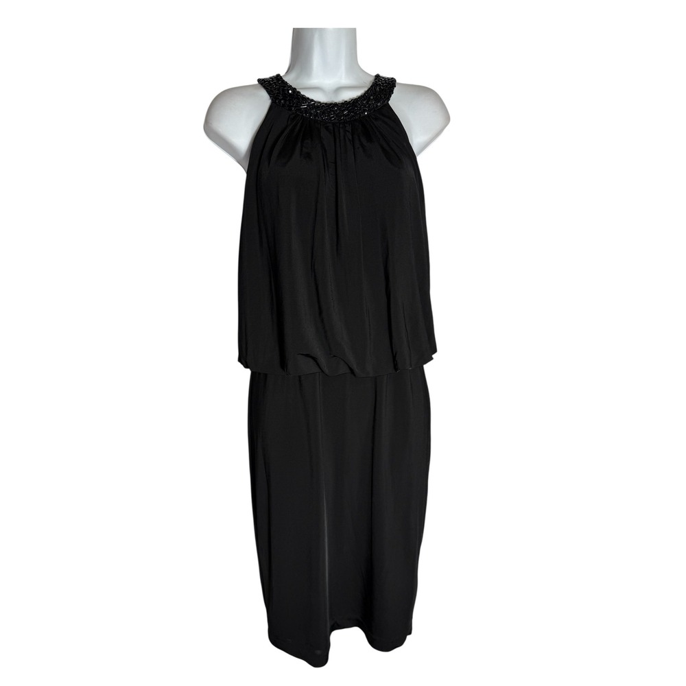 NWT Anne Klein Dress size 4 Black Sleeveless Beaded Halter Neck Cocktail‎ 🖤🖤